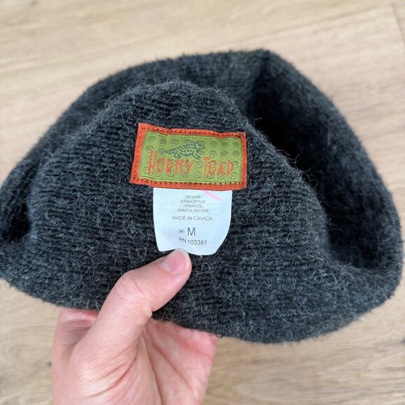 Horny Toad VTG Mohair Wool Folded Brim Cap Hat Size M Gray Green Outdoor Winter - Picture 6 of 8